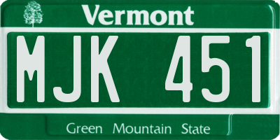 VT license plate MJK451