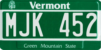 VT license plate MJK452