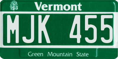 VT license plate MJK455