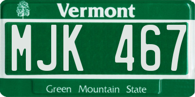 VT license plate MJK467