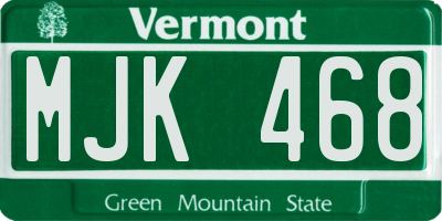 VT license plate MJK468