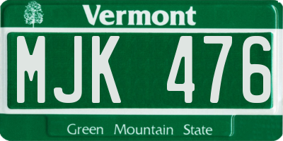 VT license plate MJK476