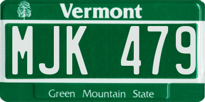 VT license plate MJK479