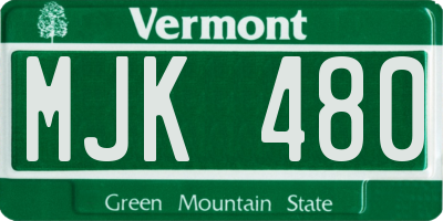 VT license plate MJK480