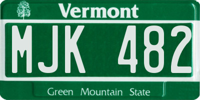 VT license plate MJK482