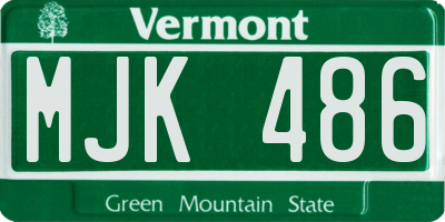 VT license plate MJK486