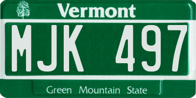 VT license plate MJK497