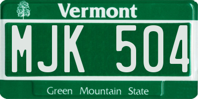 VT license plate MJK504
