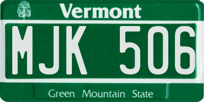 VT license plate MJK506