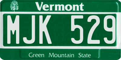 VT license plate MJK529