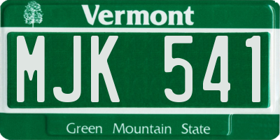 VT license plate MJK541