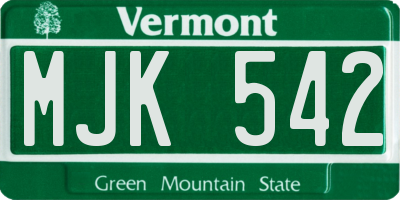 VT license plate MJK542