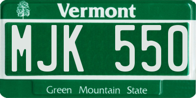 VT license plate MJK550