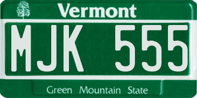 VT license plate MJK555