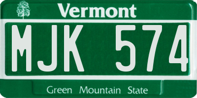 VT license plate MJK574
