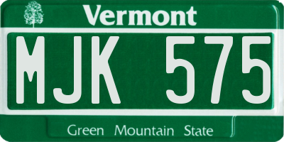 VT license plate MJK575
