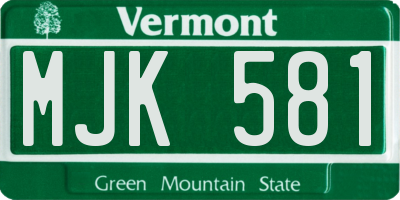VT license plate MJK581