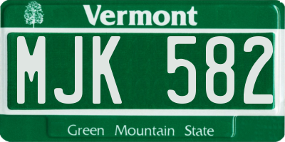 VT license plate MJK582