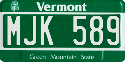 VT license plate MJK589
