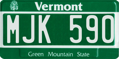 VT license plate MJK590