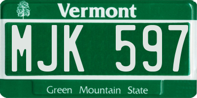 VT license plate MJK597