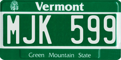 VT license plate MJK599