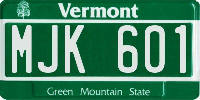 VT license plate MJK601