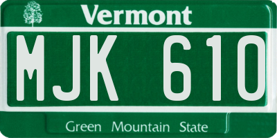 VT license plate MJK610
