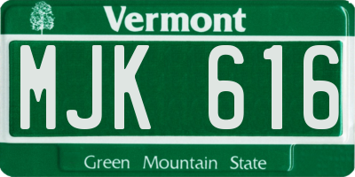 VT license plate MJK616
