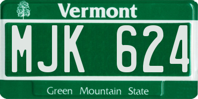 VT license plate MJK624