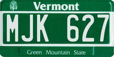 VT license plate MJK627