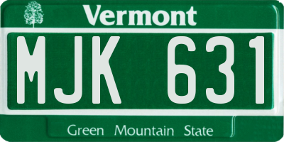 VT license plate MJK631