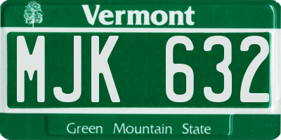 VT license plate MJK632