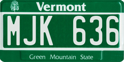 VT license plate MJK636