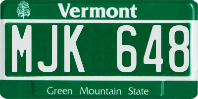 VT license plate MJK648