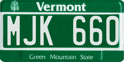 VT license plate MJK660