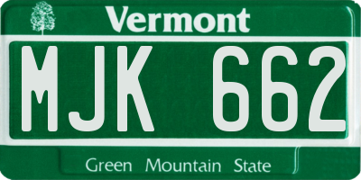 VT license plate MJK662
