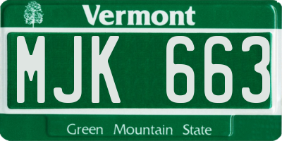 VT license plate MJK663