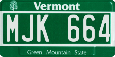 VT license plate MJK664