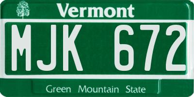 VT license plate MJK672