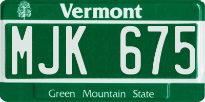 VT license plate MJK675