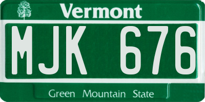 VT license plate MJK676