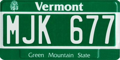 VT license plate MJK677