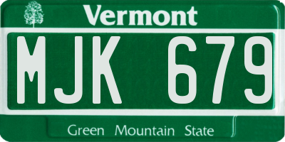 VT license plate MJK679