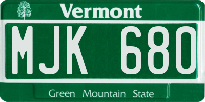 VT license plate MJK680