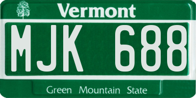 VT license plate MJK688