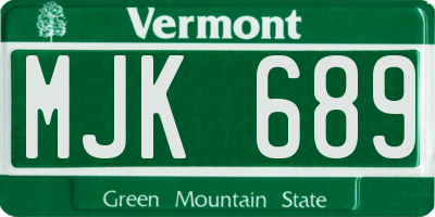 VT license plate MJK689