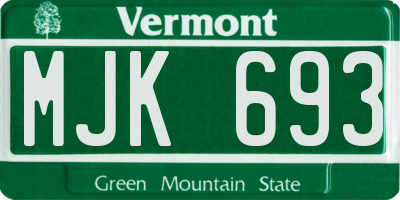 VT license plate MJK693