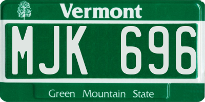 VT license plate MJK696