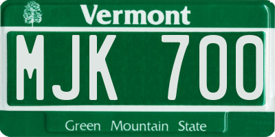 VT license plate MJK700